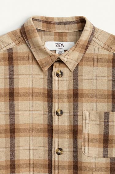 WOOL BLEND CHECK OVERSHIRT - LIMITED EDITION - camel by Zara - Image 6