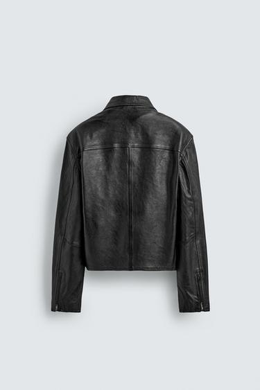BLOUSON COURT EN CUIR - Noir de Zara - Image 7