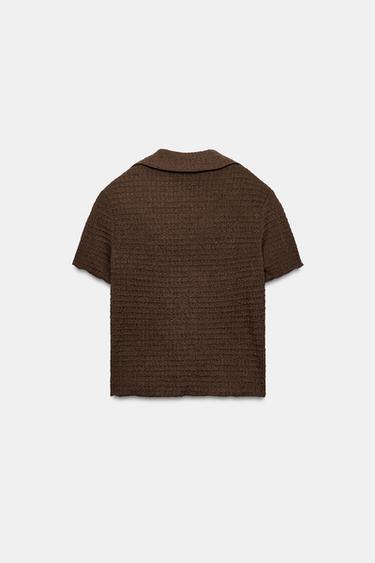 TEXTURED CROPPED JACKET - Dark brown by Zara