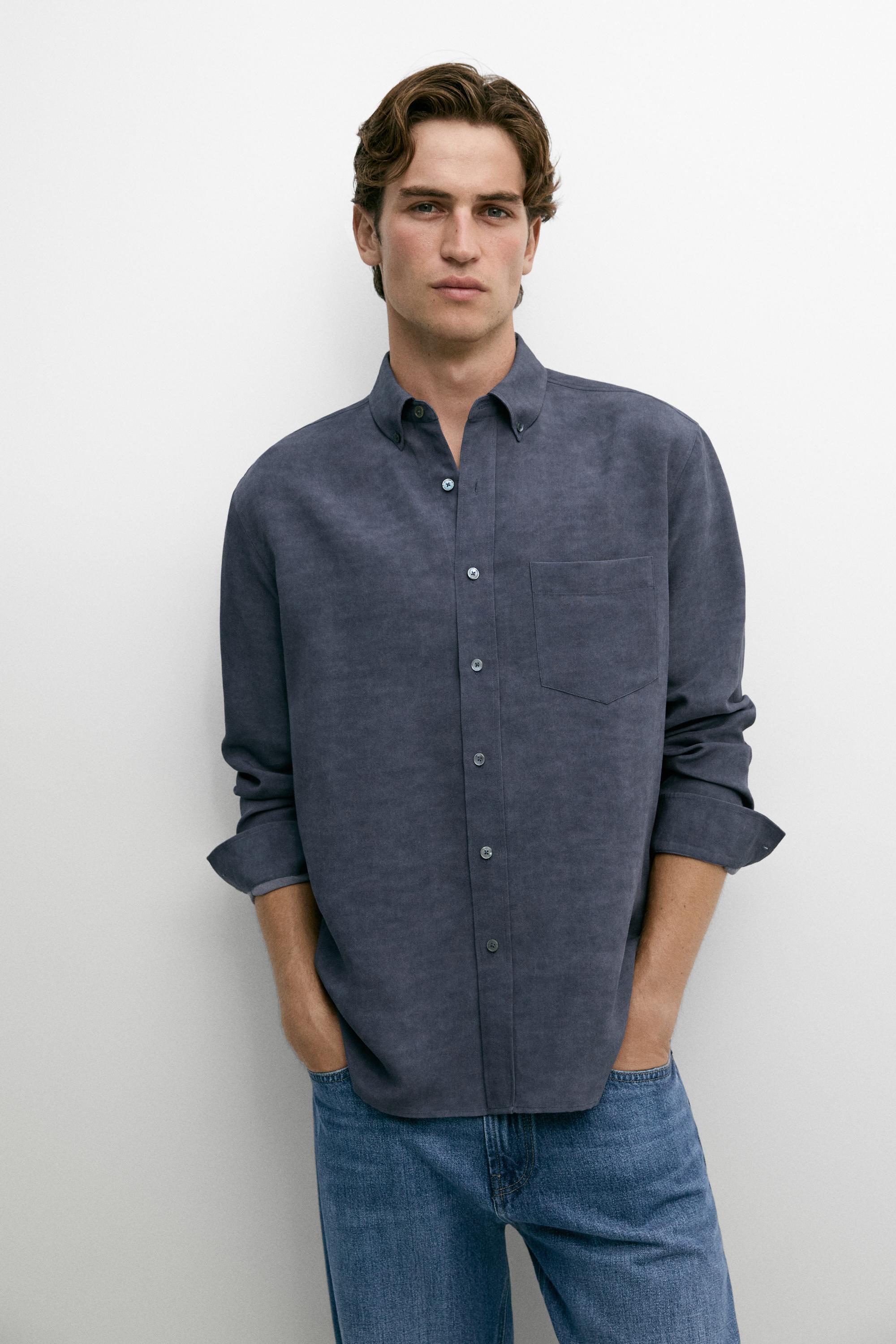 Regular fit shirt with pocket detail — Neon pink