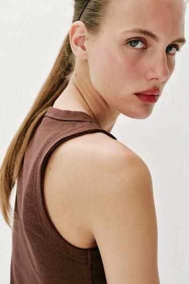 TOP CÔTELÉ SANS MANCHES - rouille-foncé de Zara - Image 2