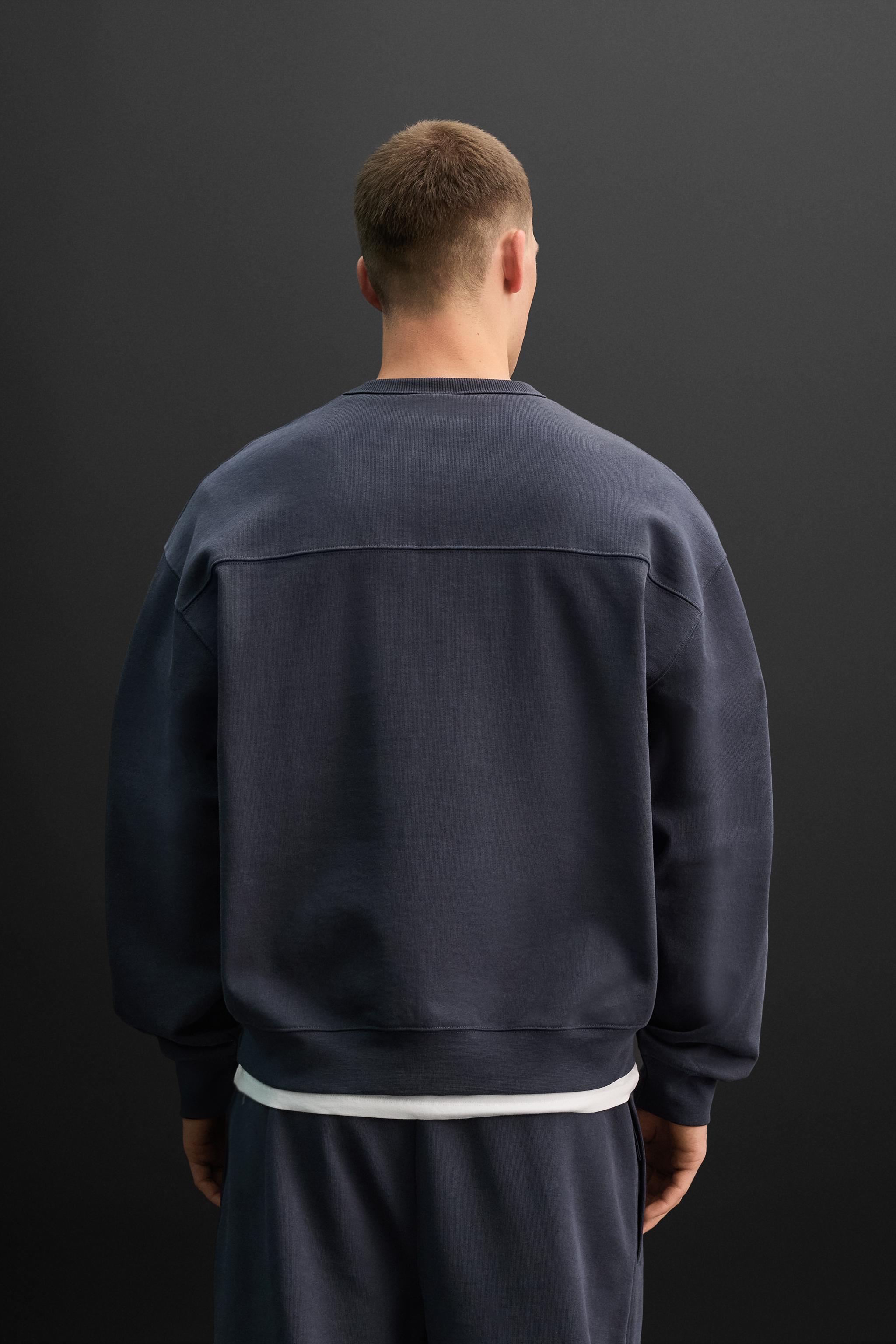 クルーネックスウェットシャツ - ネイビーブルー | ZARA Japan