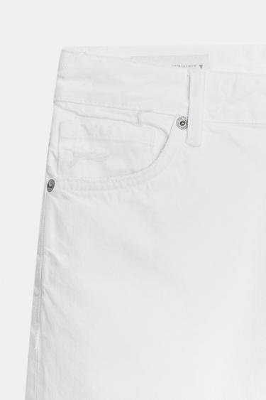 TRF RIPPED MID-RISE DENIM BERMUDA SHORTS - White by Zara - Image 4