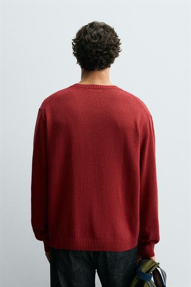 PULL COUPE DÉCONTRACTÉE STRUCTURÉ - Rouge de Zara - Image 2