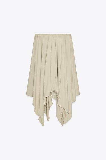 ASYMMETRIC MIDI SKIRT - Light khaki by Zara - Image 4