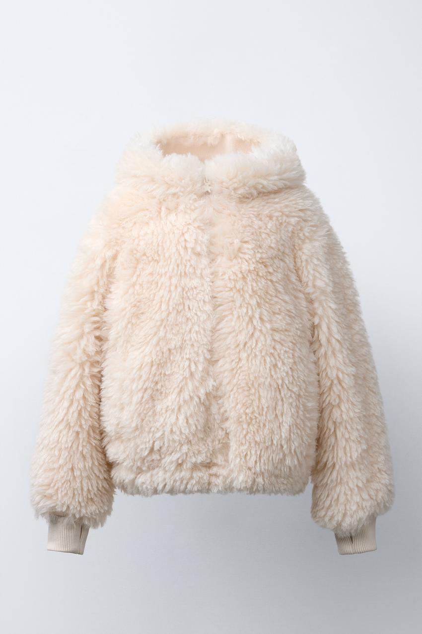 Manteau d'hiver pour filles avec capuche en fourrure - Noir Noire
