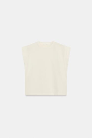COTTON DROP SLEEVE T-SHIRT - Ecru by Zara