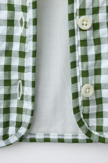 BLOUSON À CARREAUX VICHY - Écru / Vert de Zara - Image 3