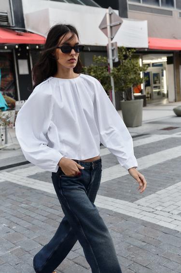 CHEMISE EN POPELINE À BALLON - blanc de Zara - Image 3