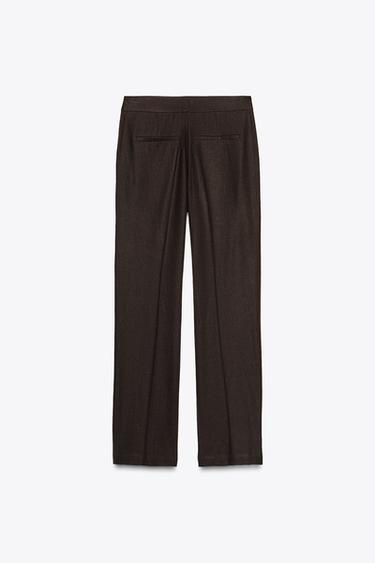 STRAIGHT-LEG LINEN BLEND TROUSERS - Brown by Zara - Image 5