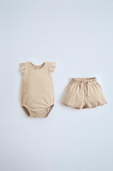 НАБОР ИЗ БОДИ И ШОРТОВ ИЗ РИФЛЕНОЙ ТКАНИ — РЫЖЕВАТО-КОРИЧНЕВЫЙ от Zara — изображение 0