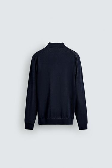 KNIT COTTON-SILK POLO SHIRT - Navy blue by Zara