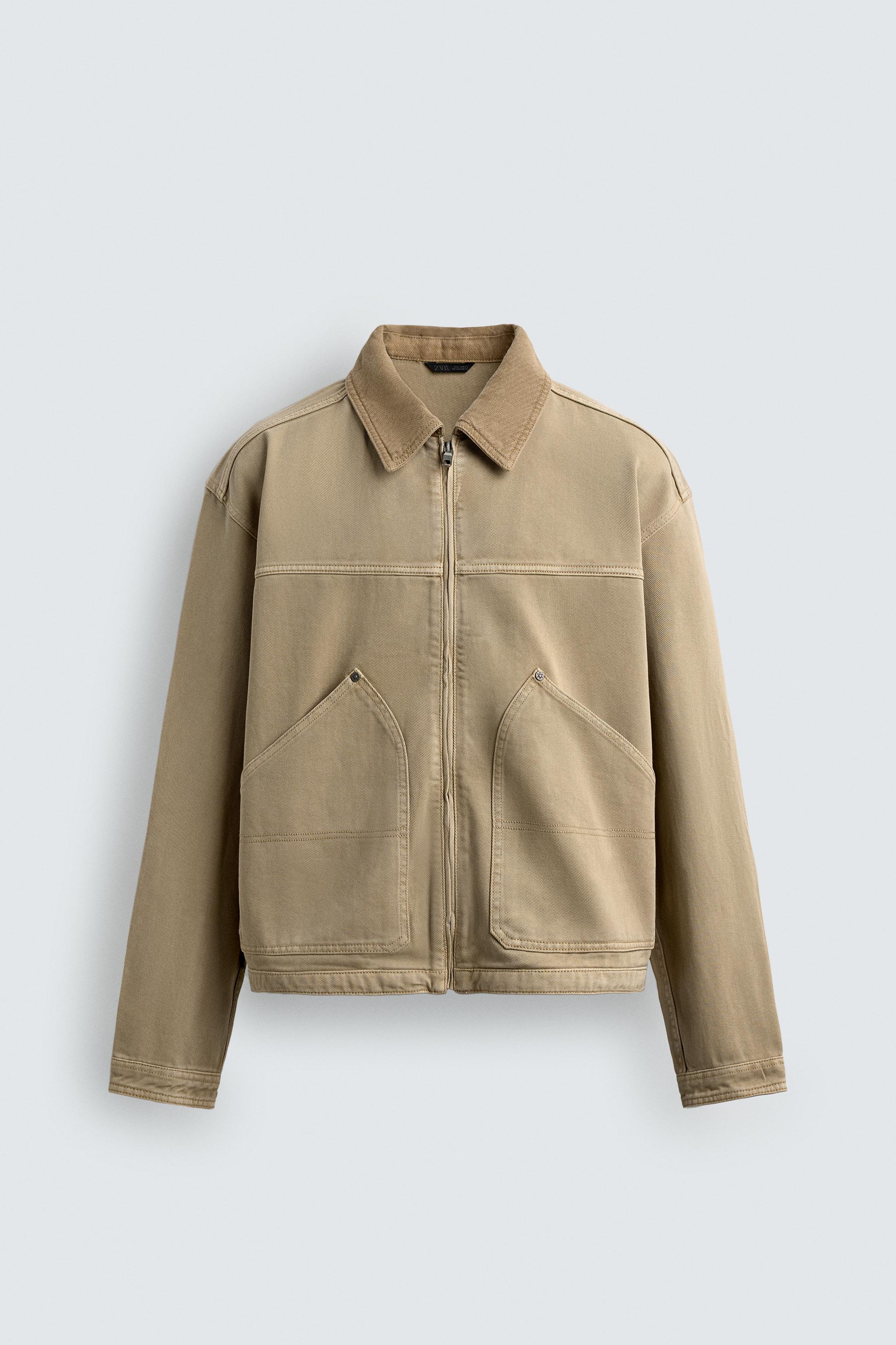 CROPPED FIT JACKET WITH CONTRAST COLLAR