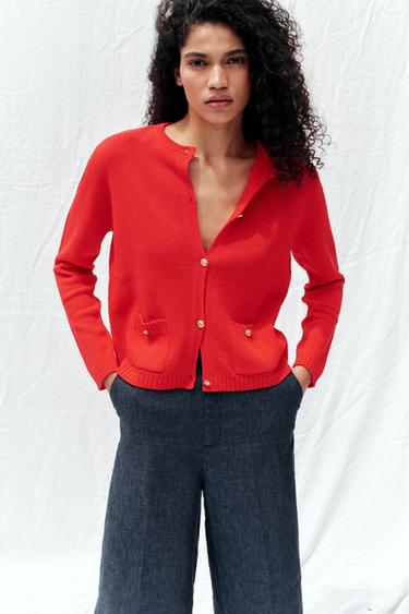 SUÉTER PUNTO LISO - Rojo de Zara