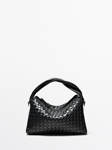 Bolso trenzado medio piel napa - Negro de Zara - Imagen 0