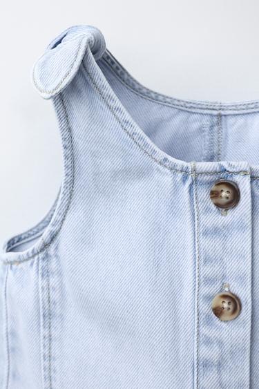 DENIM SHORT DUNGAREES WITH BOWS - Blue by Zara - Image 2