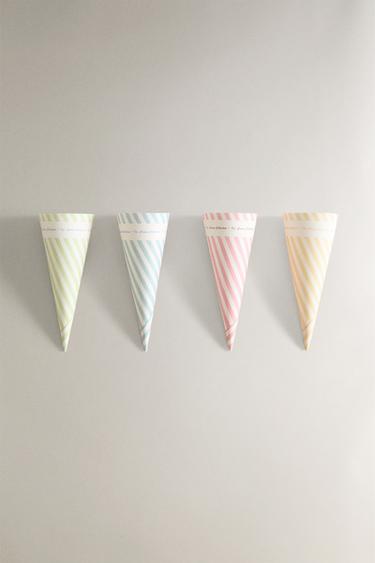 PACK OF STRIPED ICE CREAM CONE SLEEVES (PACK OF 16) - أخضر /أزرق الخاص بـ Zara