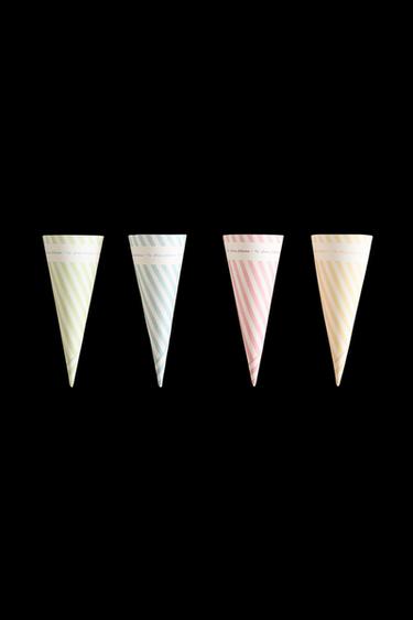 Zara SET OF STRIPED ICE CREAM CONES (SET OF 16) - Green / Blue