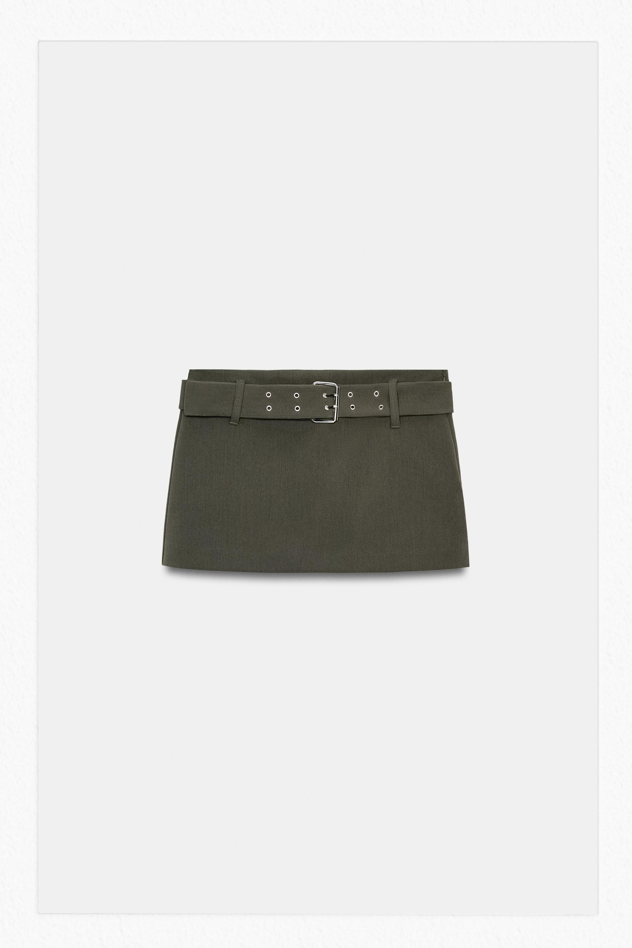 SKORT WITH BELT — Dark khaki (alternate view)