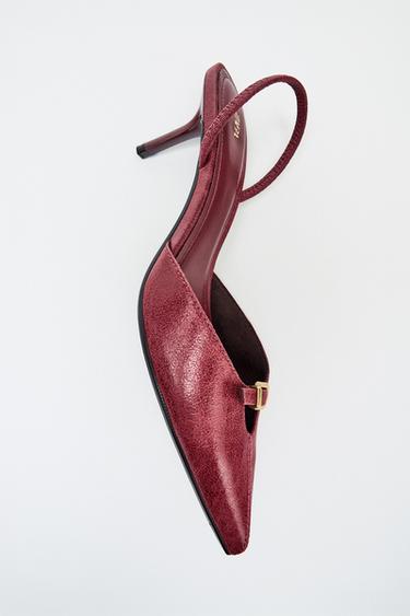 SLINGBACK HEELED SHOES WITH BUCKLE - Red by Zara
