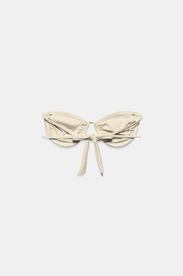 UNDERWIRED STRAPPY BIKINI TOP - Ecru by Zara - Image 8