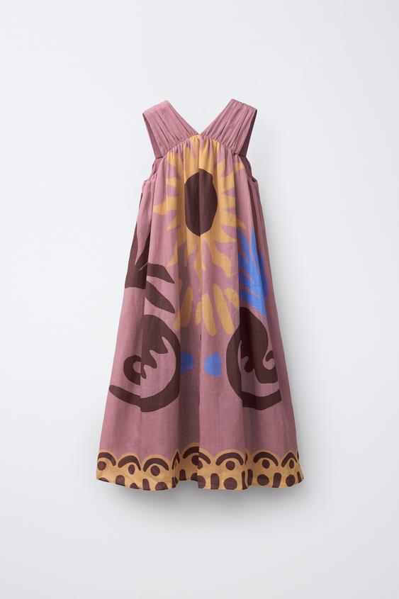 VESTIDO ESTAMPADO 100% RAMIO - Rosa de Zara - Imagen 0