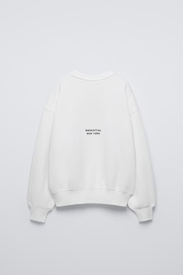 FLOCKED SLOGAN SWEATSHIRT - Oyster-white de Zara - Image 1