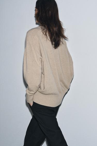 100% WOOL OVERSIZE JUMPER - Beige by Zara - Image 2