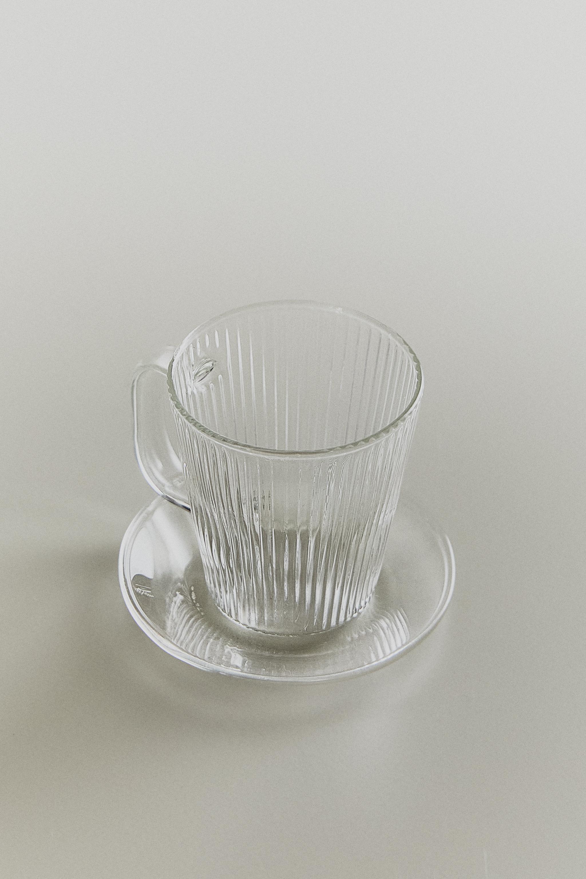 BOROSILICATE GLASS COFFEE CUP AND SAUCER — Transparent
