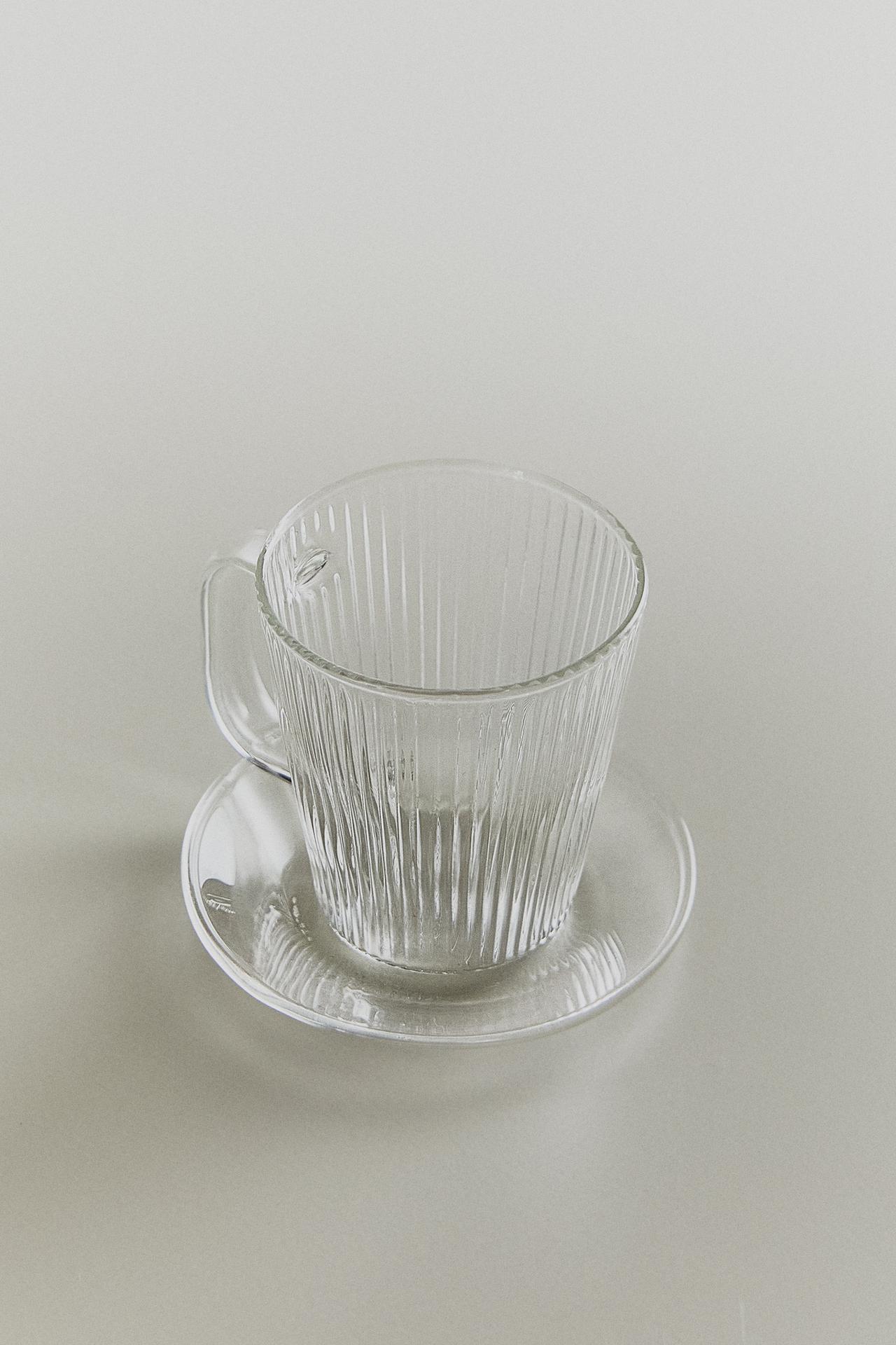 BOROSILICATE GLASS COFFEE CUP AND SAUCER — Transparent