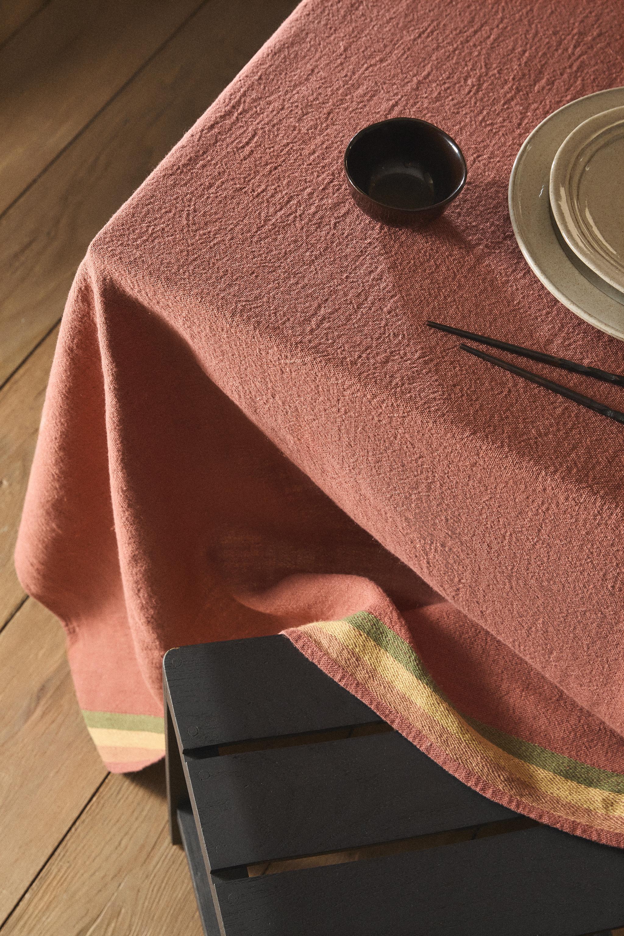 NAPPE LIN ÉPAIS RAYURES COLORÉES