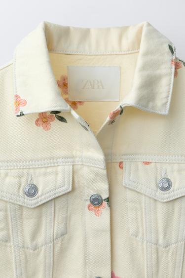 TWILL JACKET WITH EMBROIDERED FLOWERS - Ecru by Zara