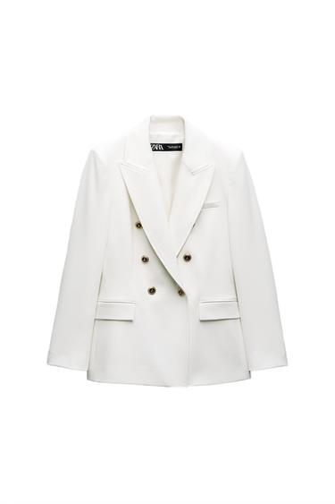 Zara TAILORED DOUBLE BREASTED BLAZER - Oyster-white