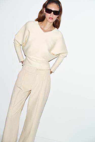 SWEATER DE MALHA COM DECOTE EM V - Cru da Zara