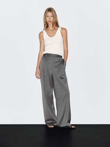 100% wool pinstripe trousers - Gray de Zara - Imagen 0