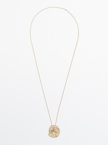Zara Necklace with abstract pendant - Golden - Image 0