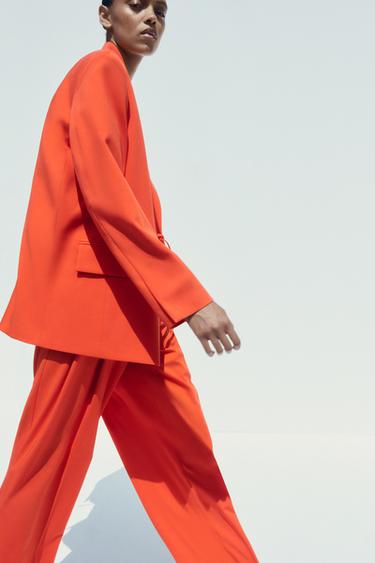 Zara OVERSIZED DOUBLE-BREASTED BLAZER - Red / Coral