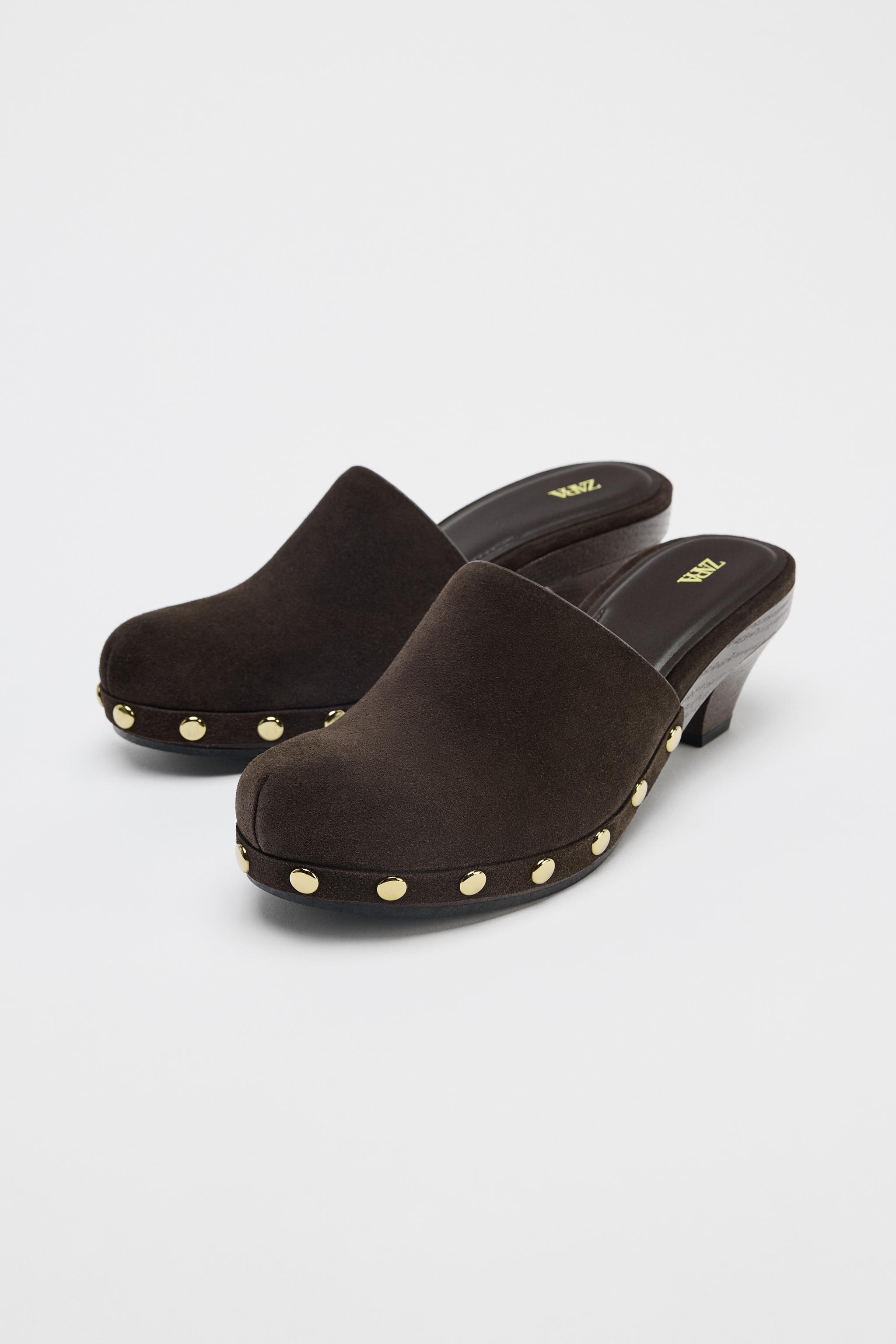 【ZARA】LEATHER STUDDED CLOGS 1213/510/800 STUDDED LEATHER CLOGS - Black | ZARA United States