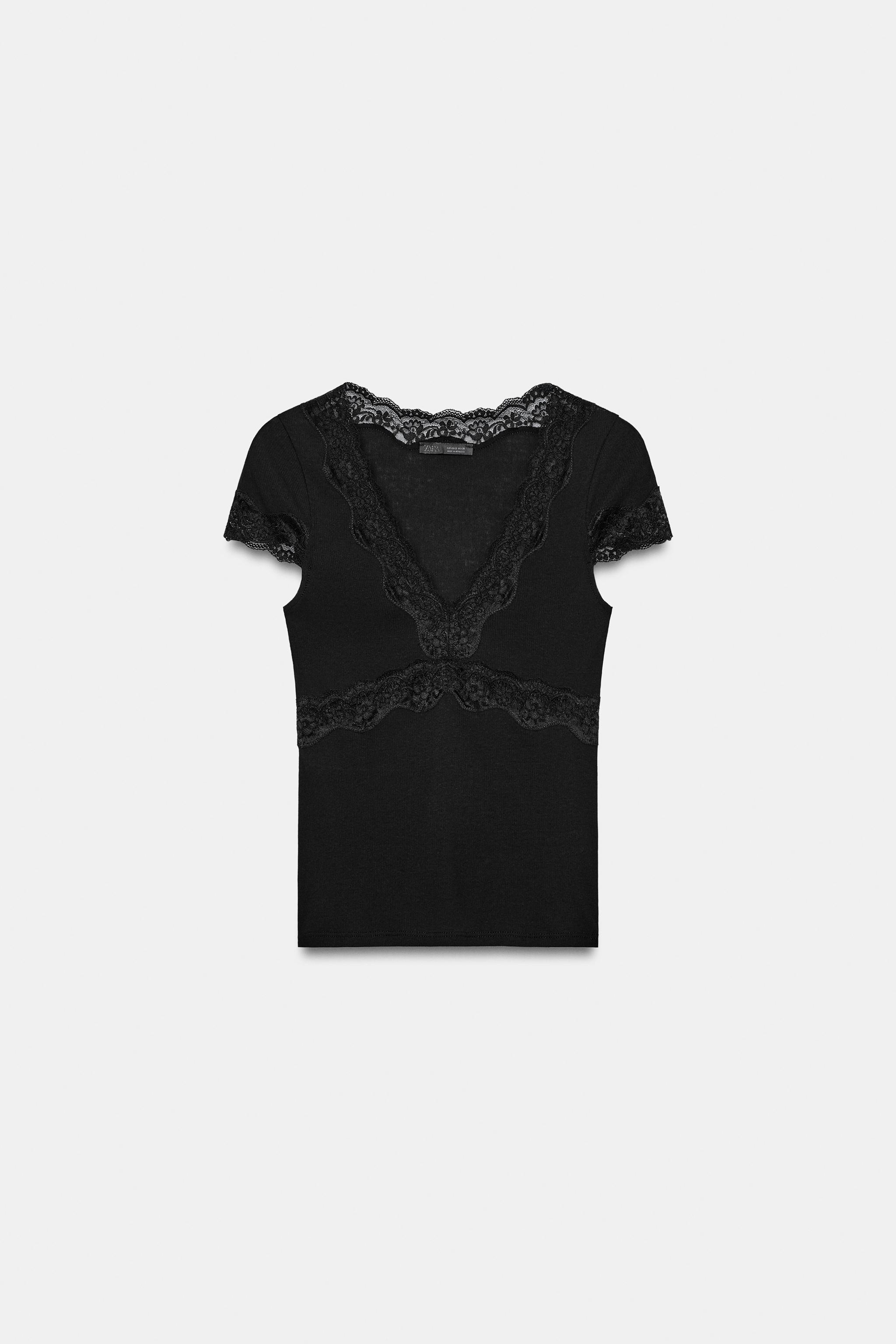 Женские топы Zara COMBINED LACE TOP — фото 5
