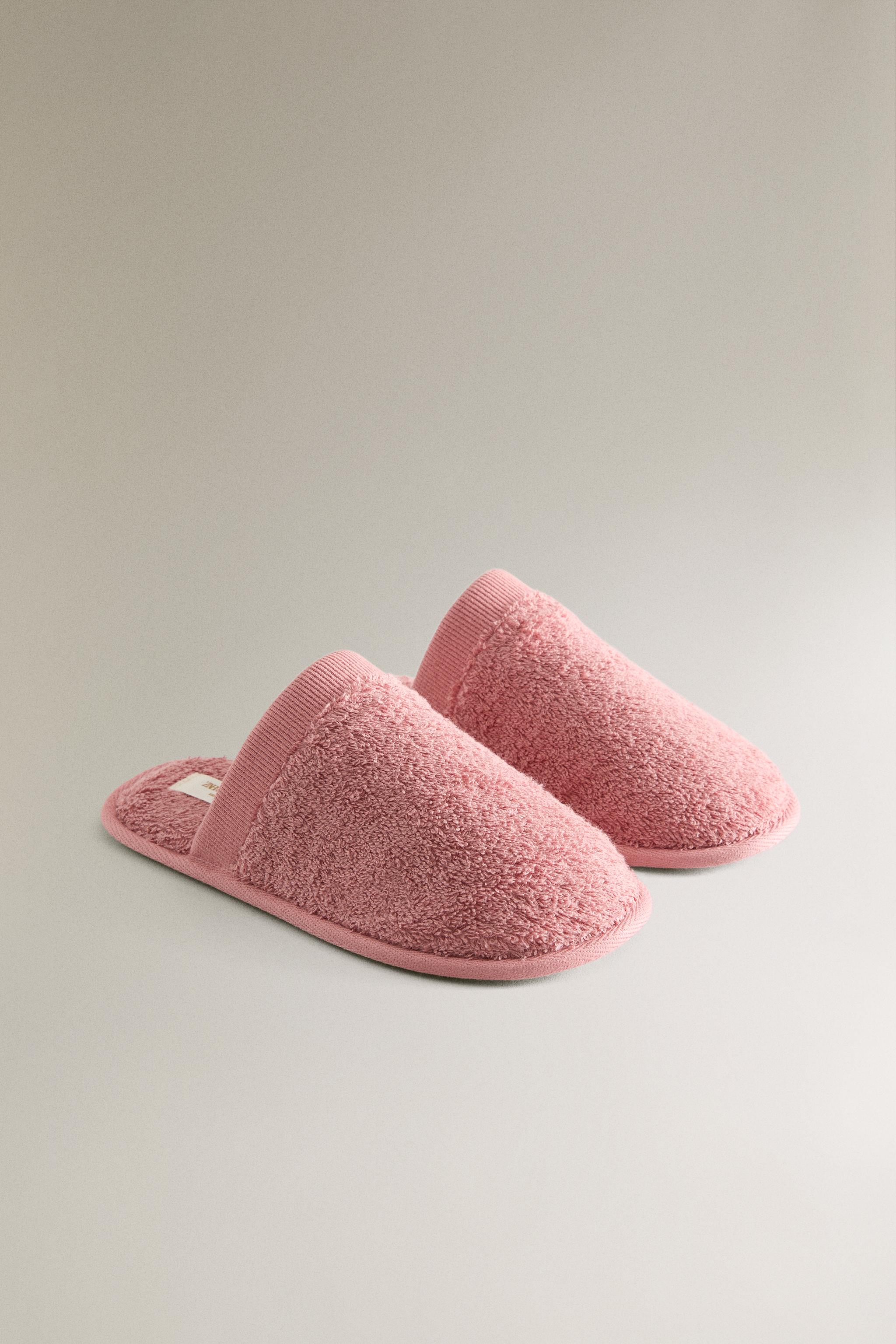 KIDS MULE TOWEL SLIPPERS — Pink