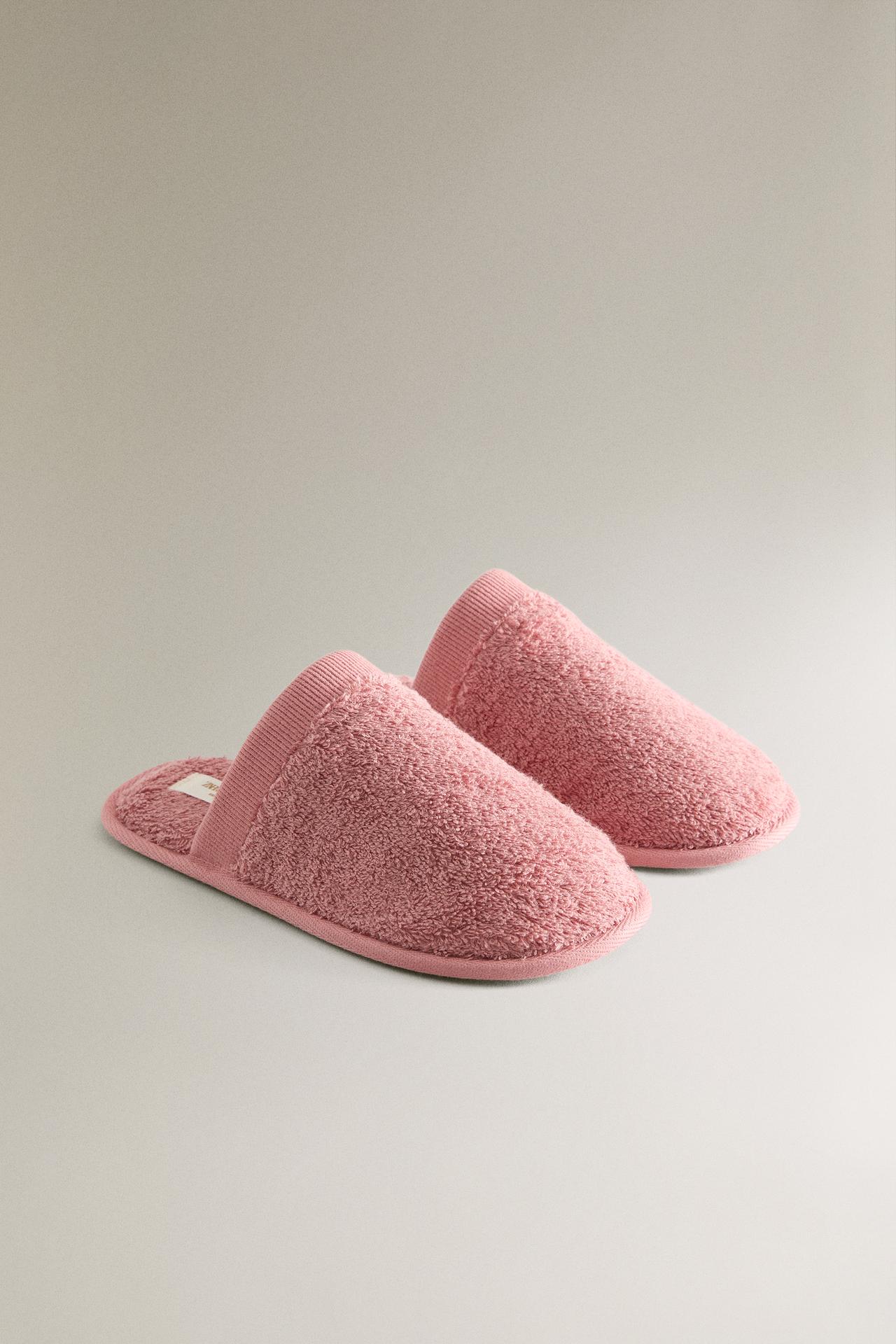 KIDS MULE TOWEL SLIPPERS — Pink