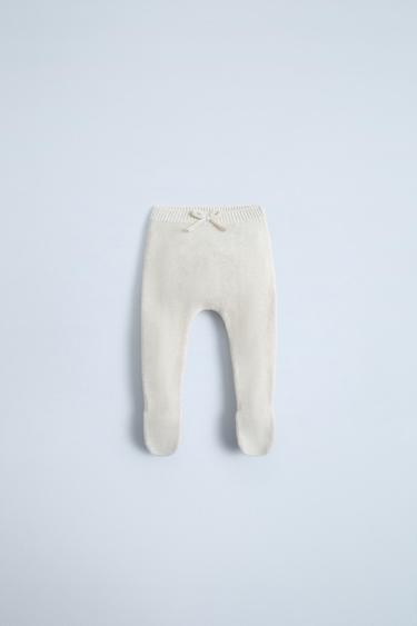 KNITTED LEGGINGS WITH BOW - Light beige by Zara