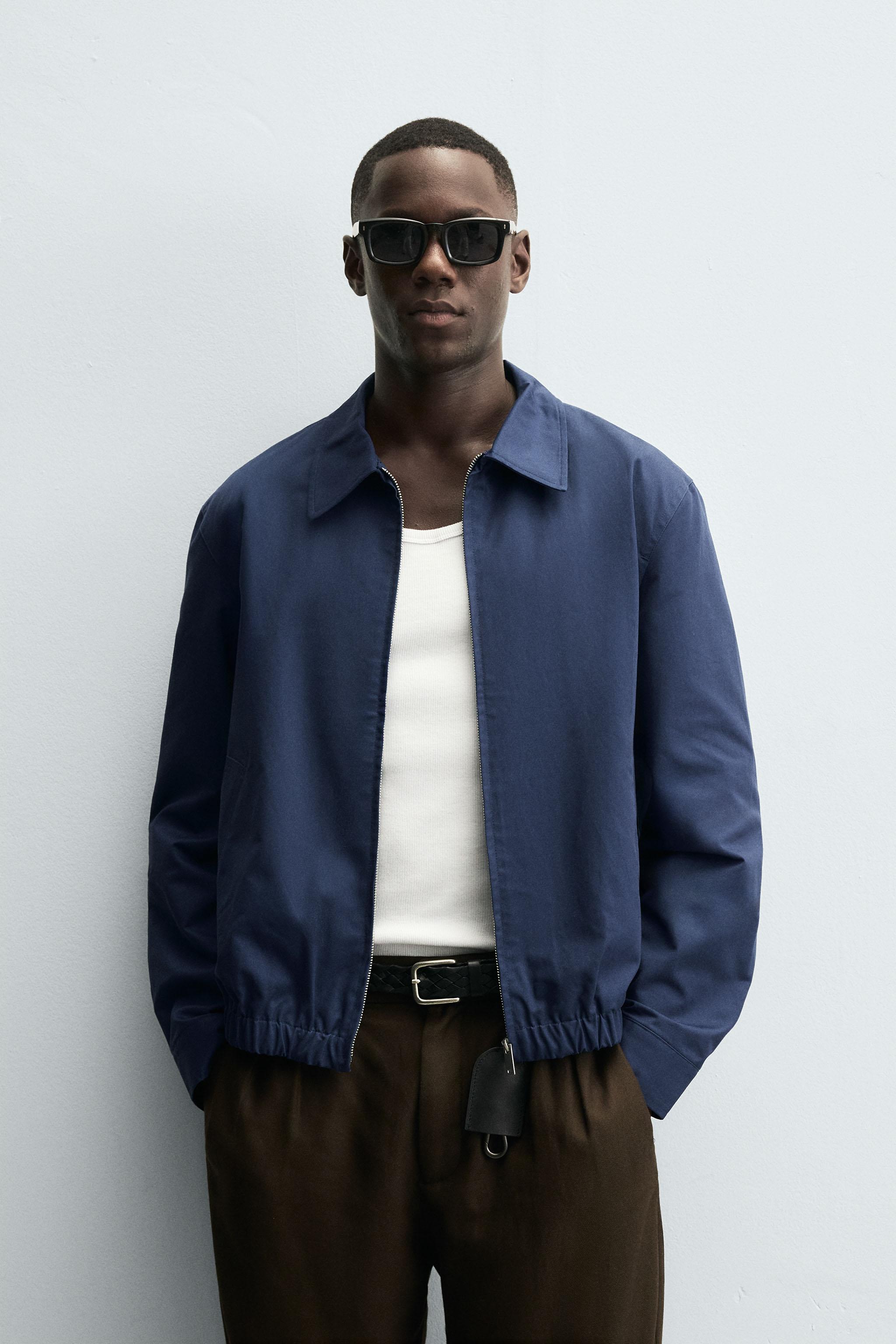 REGULAR FIT COTTON JACKET - Blue | ZARA United States