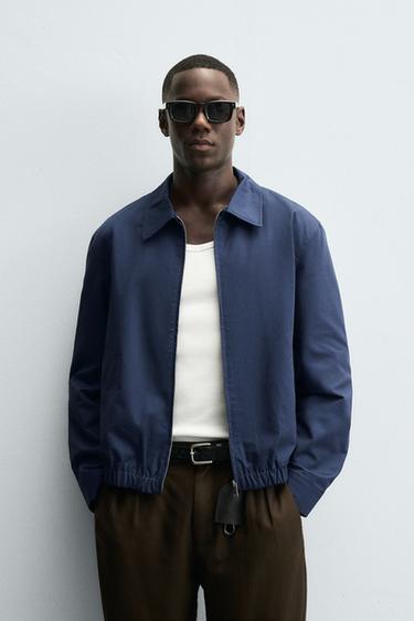 Zara REGULAR FIT COTTON JACKET - Blue