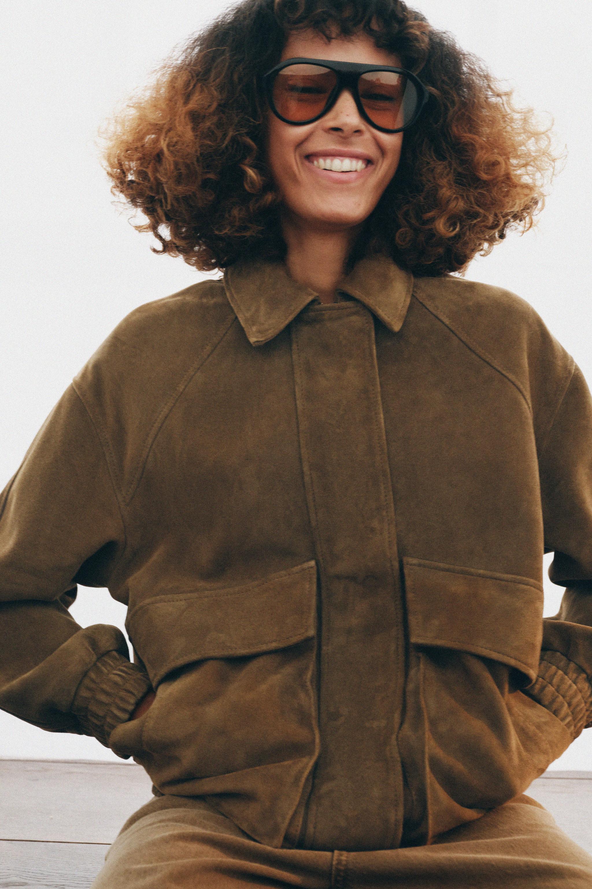 OVERSIZED SUEDE JACKET ZW COLLECTION LIMITED EDITION - taupe brown