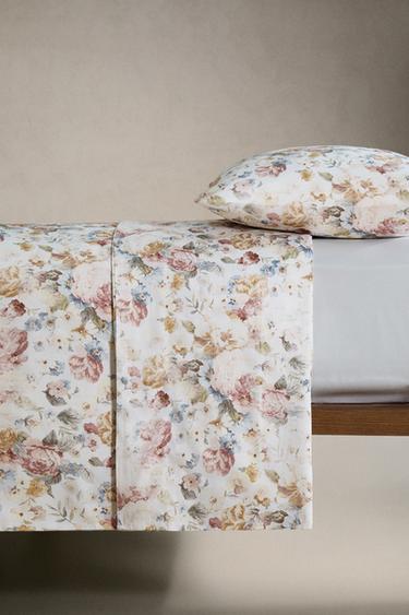 FLORAL SATEEN DUVET COVER (300 THREAD COUNT) - Oyster-white by Zara - Image 2