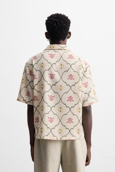 CHEMISE À IMPRIMÉ LOSANGES - Beige de Zara - Image 2