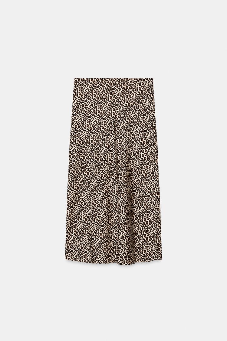 FALDA MIDI DE SATÉN CON ESTAMPADO ANIMAL 5
