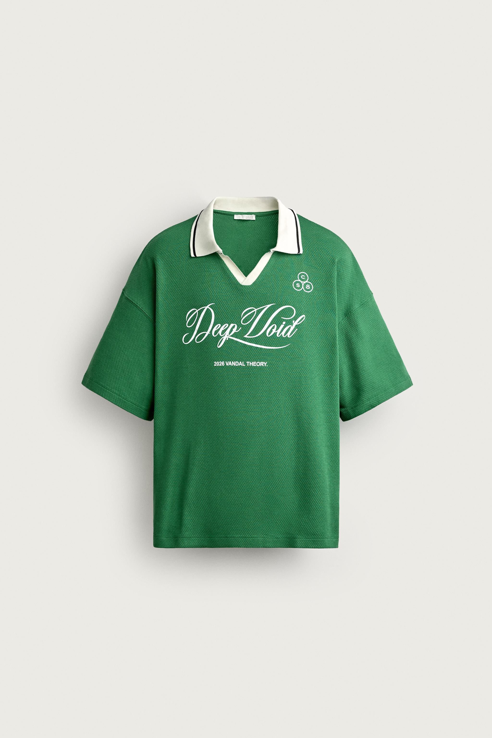RETRO SOCCER RELAXED-FIT POLO — Green / Ecru