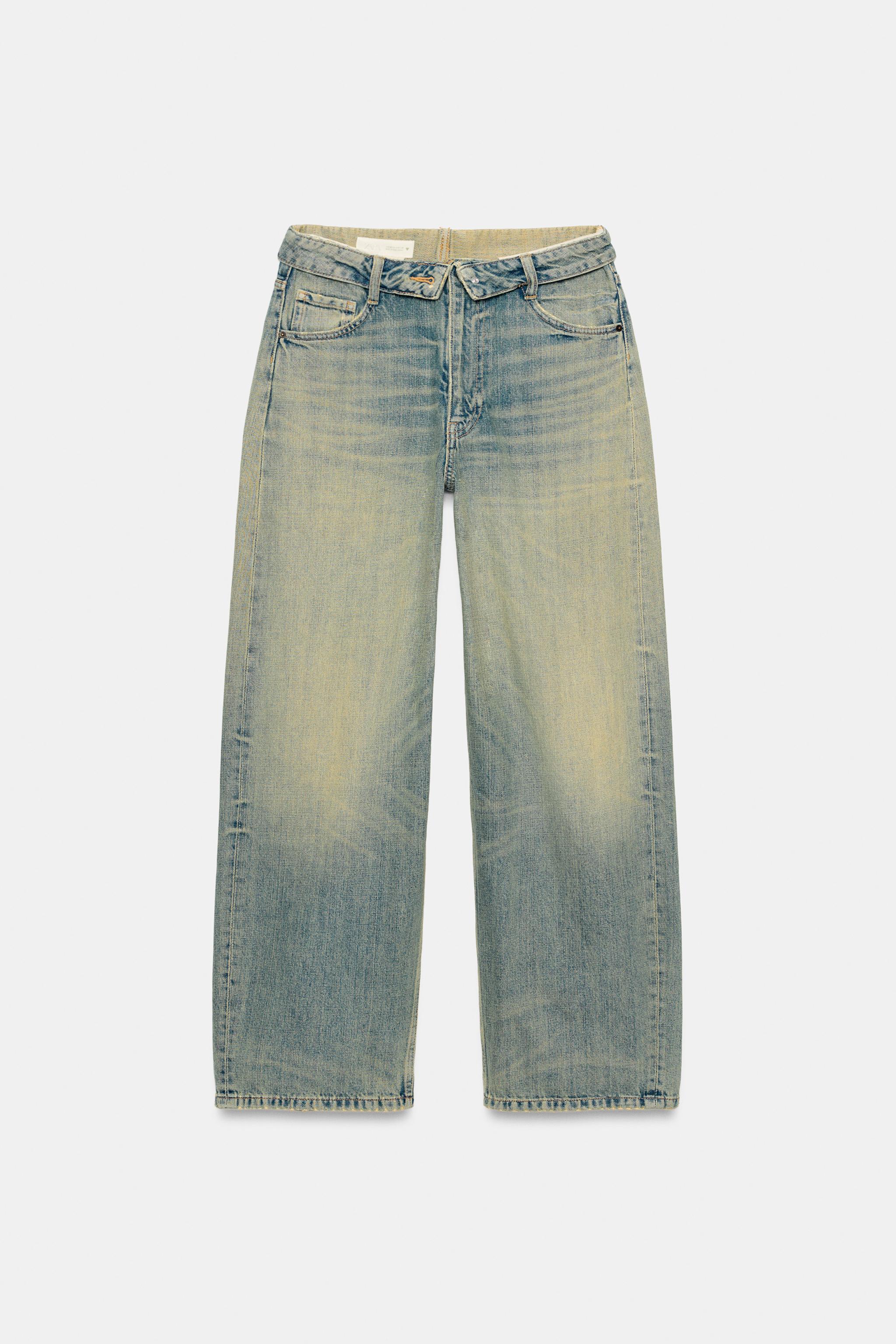 TRF MID-RISE FOLDED WAIST DISTRESSED JEANS